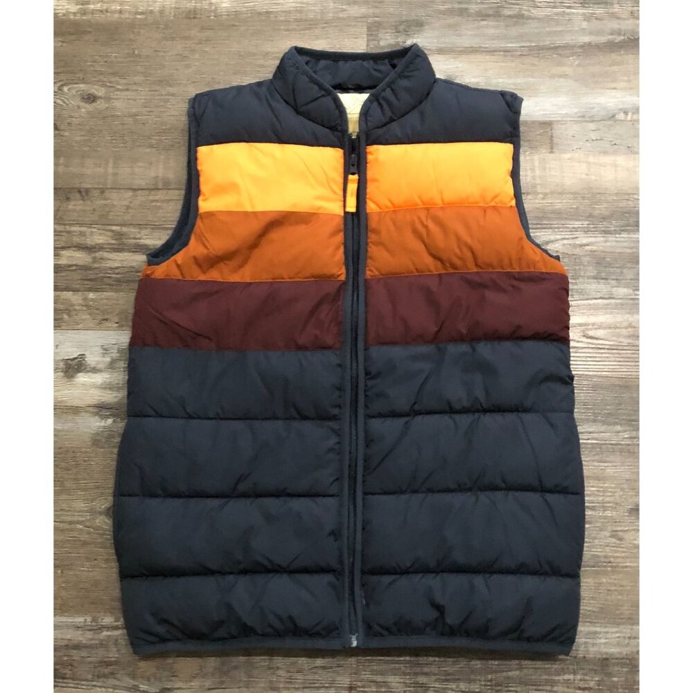 Thereabouts Kids Boy XL 18/20 Puffer Vest With Stripes In Blue Orange